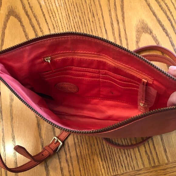 Fossil Melon Color Crossbody Shoulder Trap Leather Bag - Picture 7 of 12